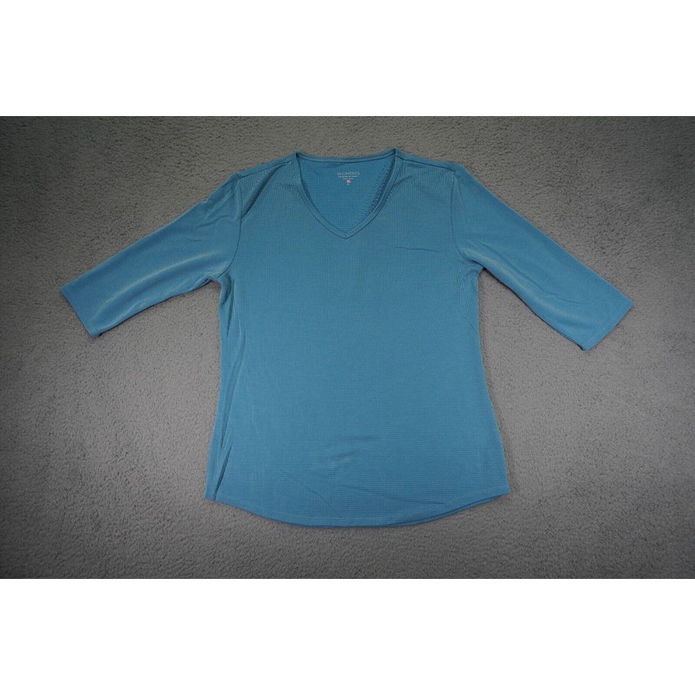 Segments Shirt Womens Large Blue 3/4 Sleeve V Neck Essentials‎